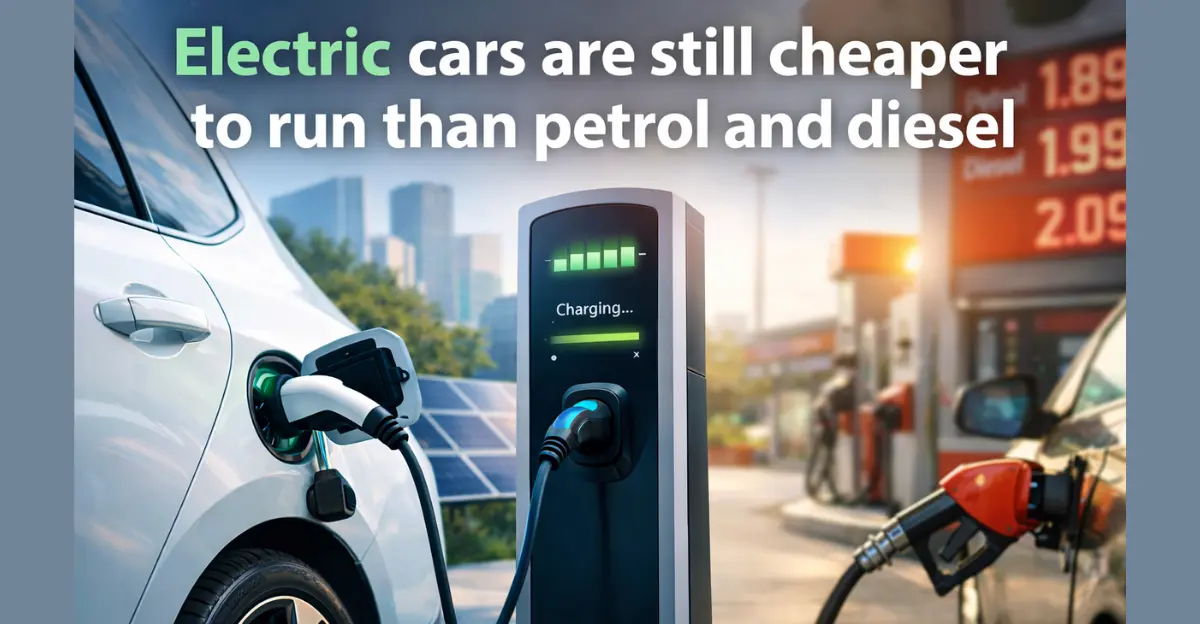 Electric cars are still cheaper to run than petrol and diesel.